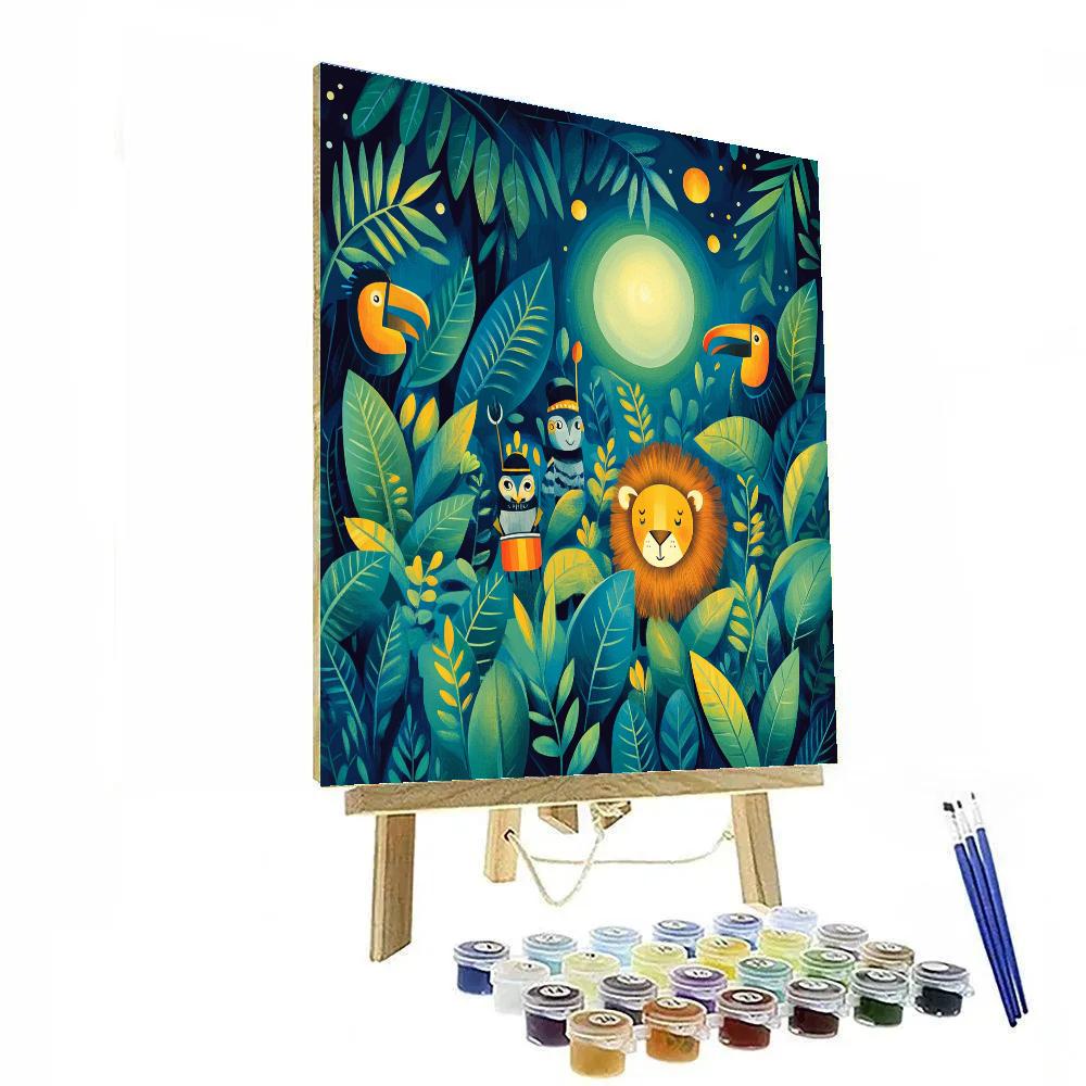 Henri Rousseau Inspired Jungle Parade paint by color