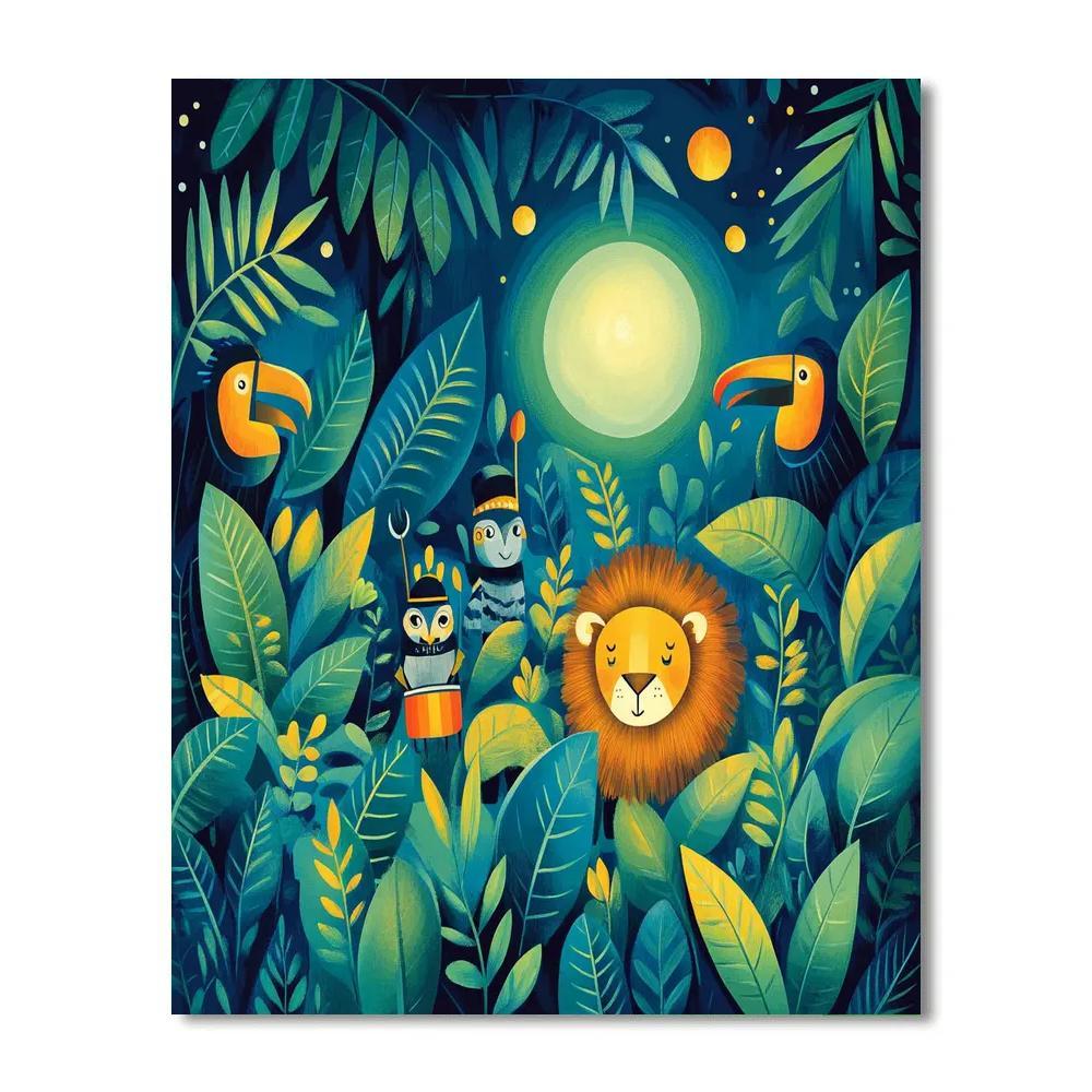 Henri Rousseau Inspired Jungle Parade paint by color