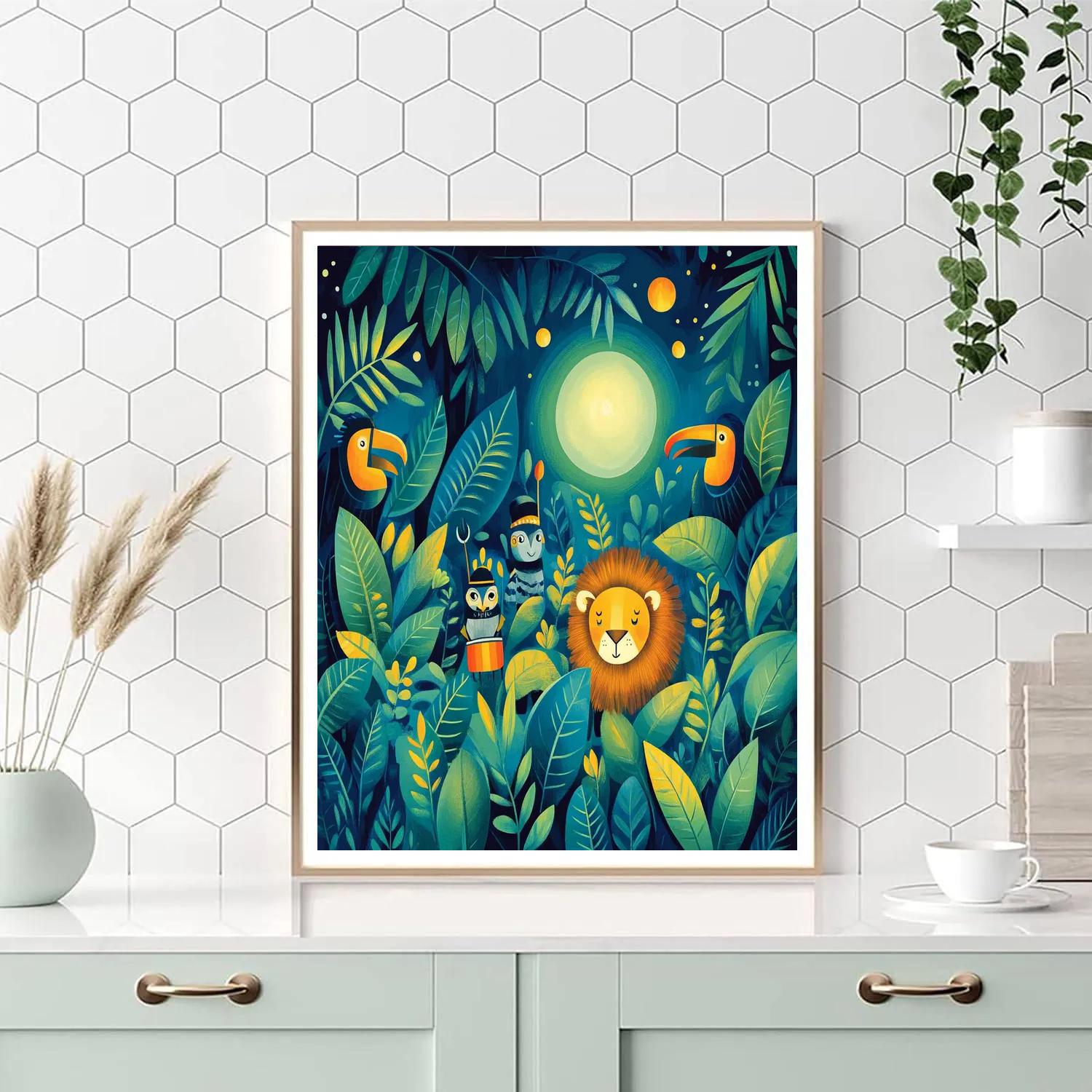 Henri Rousseau Inspired Jungle Parade paint by color