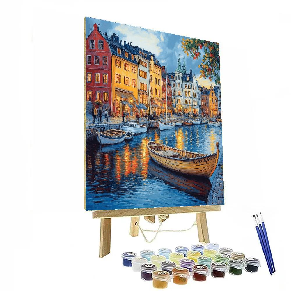 Stockholm Gamla Stan Waterfront Sweden Numbered painting kits