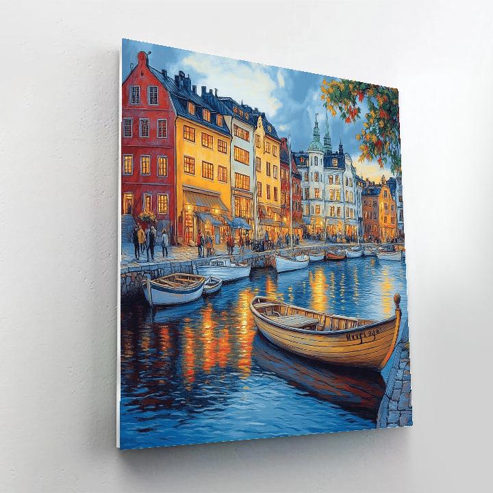 Stockholm Gamla Stan Waterfront Sweden Numbered painting kits