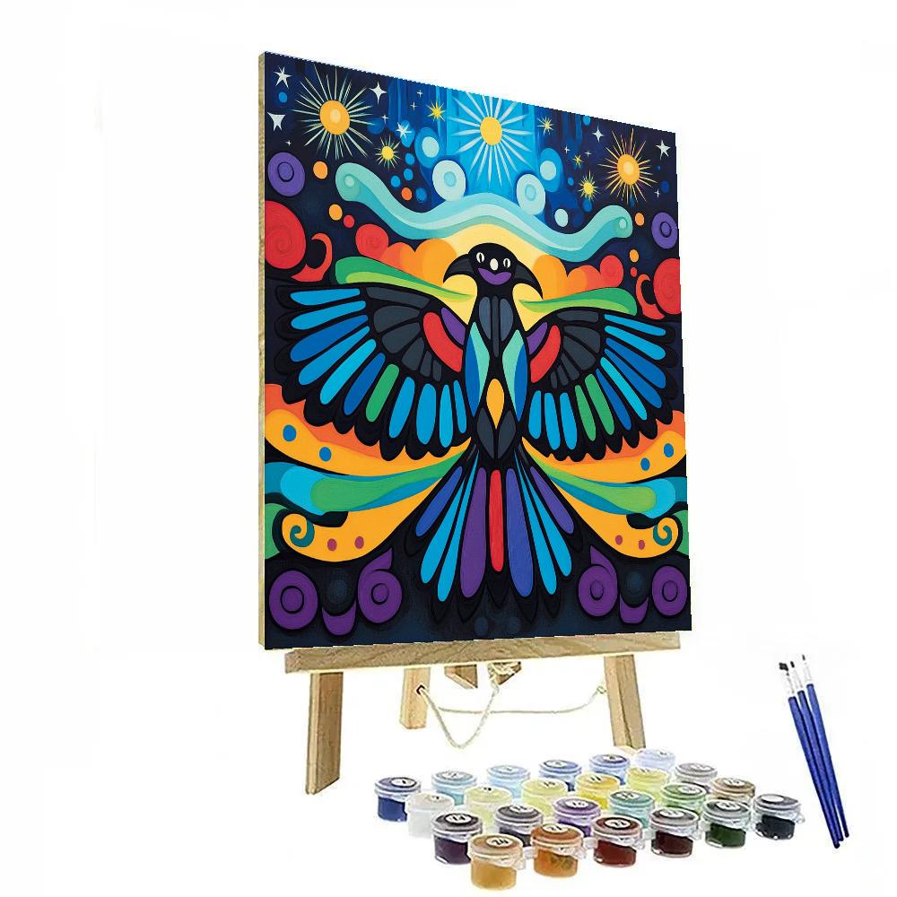 Norval Morrisseau Inspired Thunderbird Of The Aurora Currents Number painting