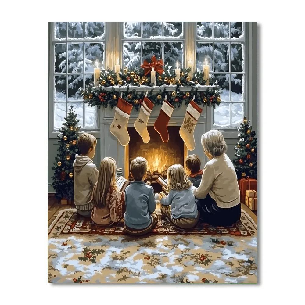 Stockings And Storytime Glow paint by number