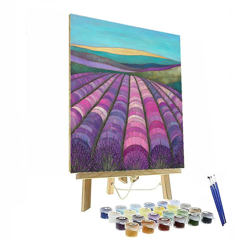 Gustav Klimt Inspired Patterned Lavender Fields DIY paint by numbers