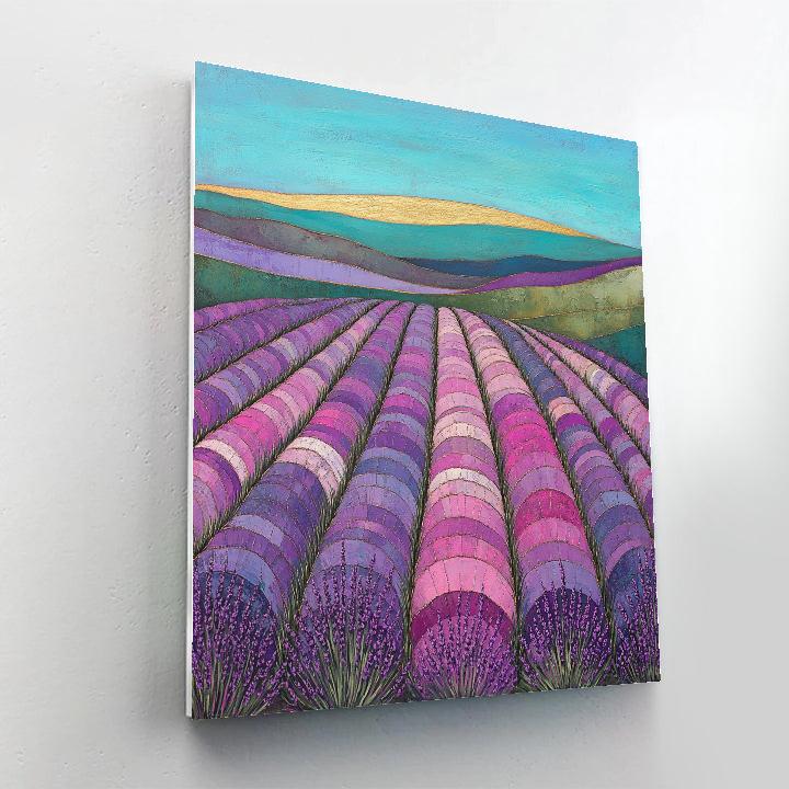 Gustav Klimt Inspired Patterned Lavender Fields DIY paint by numbers
