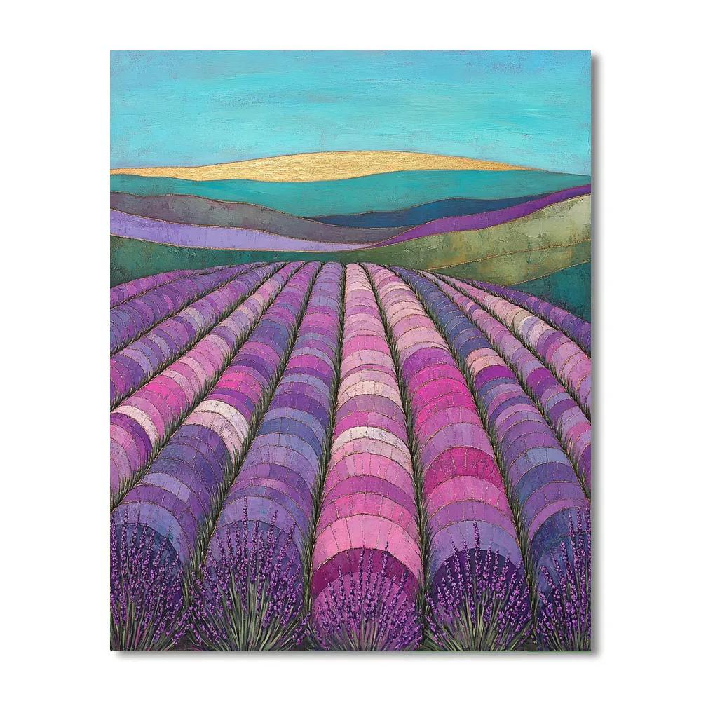 Gustav Klimt Inspired Patterned Lavender Fields DIY paint by numbers