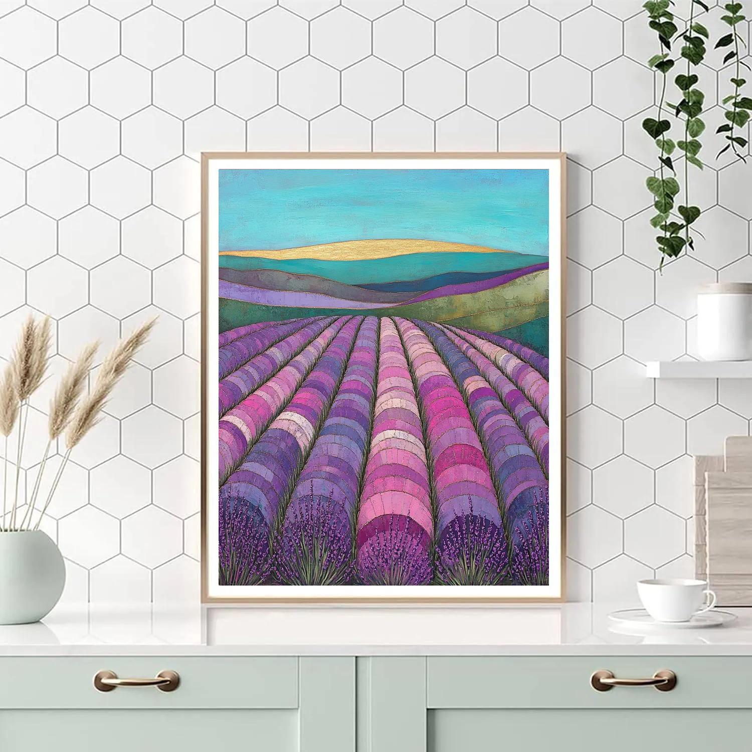 Gustav Klimt Inspired Patterned Lavender Fields DIY paint by numbers