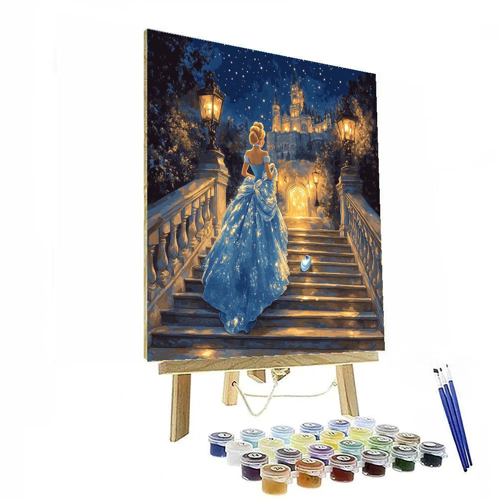 Cinderella Moonlit Castle Stairway Disney Inspired Paint by numbers art