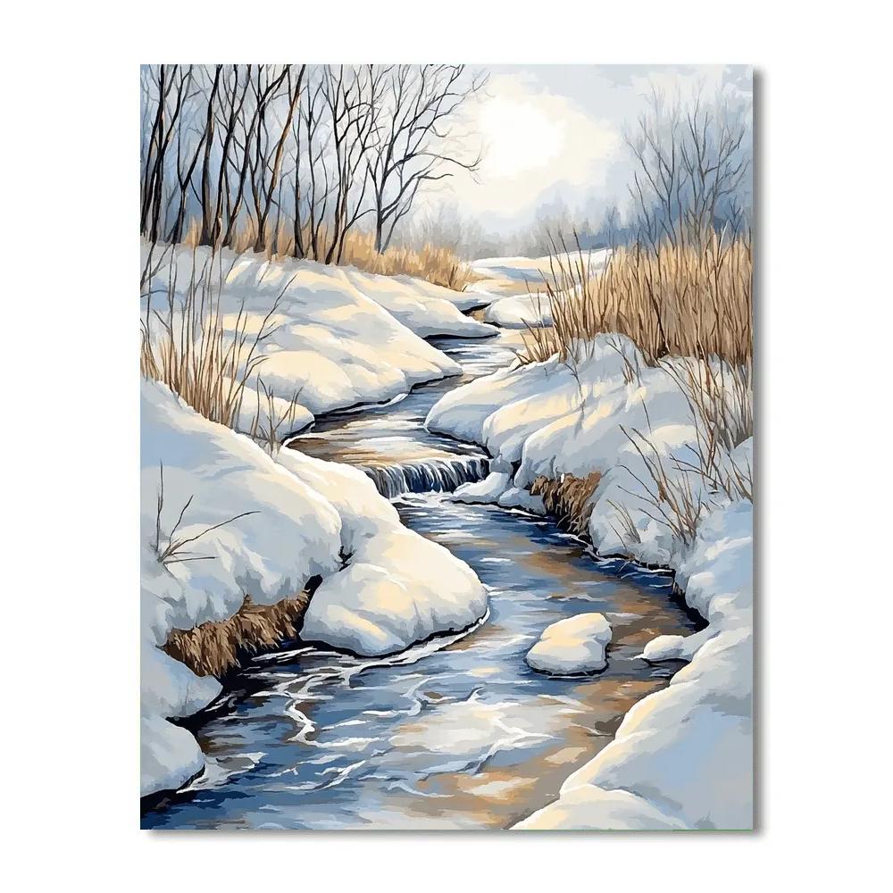 Claude Monet Inspired Late Winter Thaw Along Stream paint by numbers