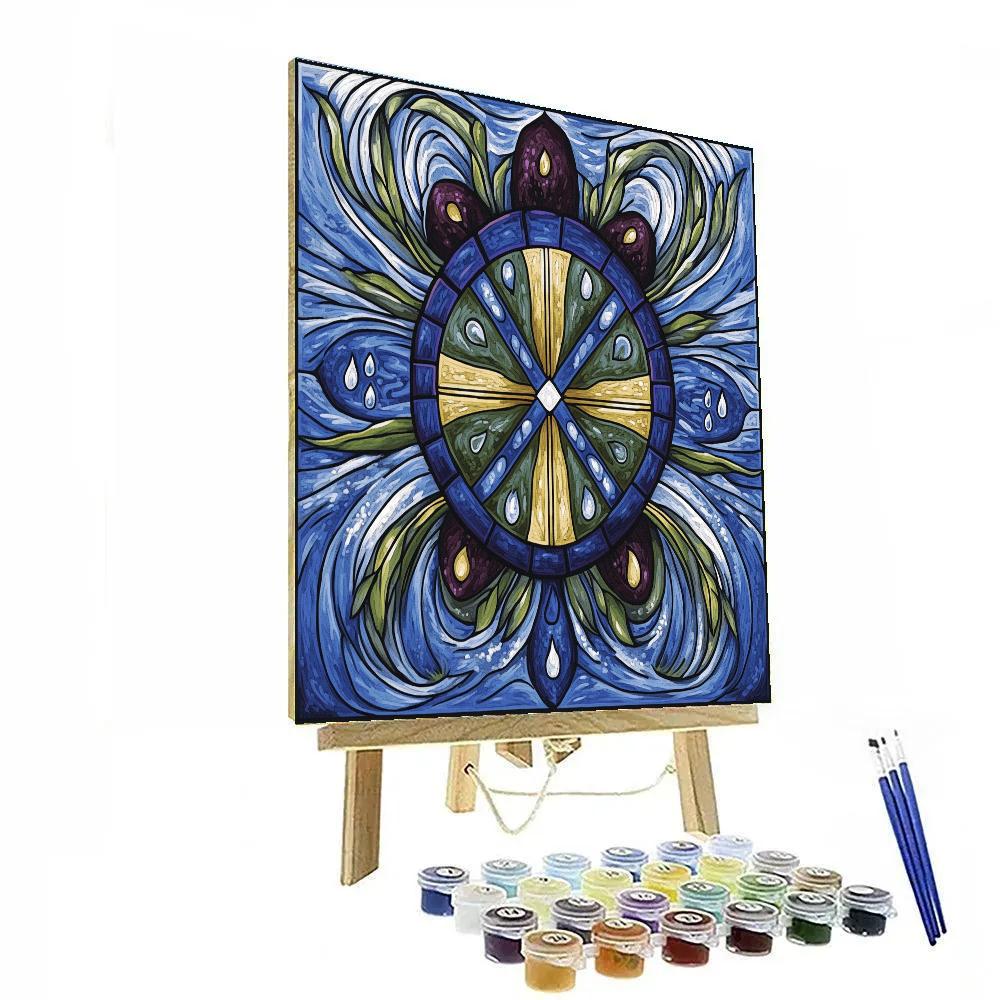 Norval Morrisseau Inspired Turtle Of The Four Waters Covenant Paint by numbers kits