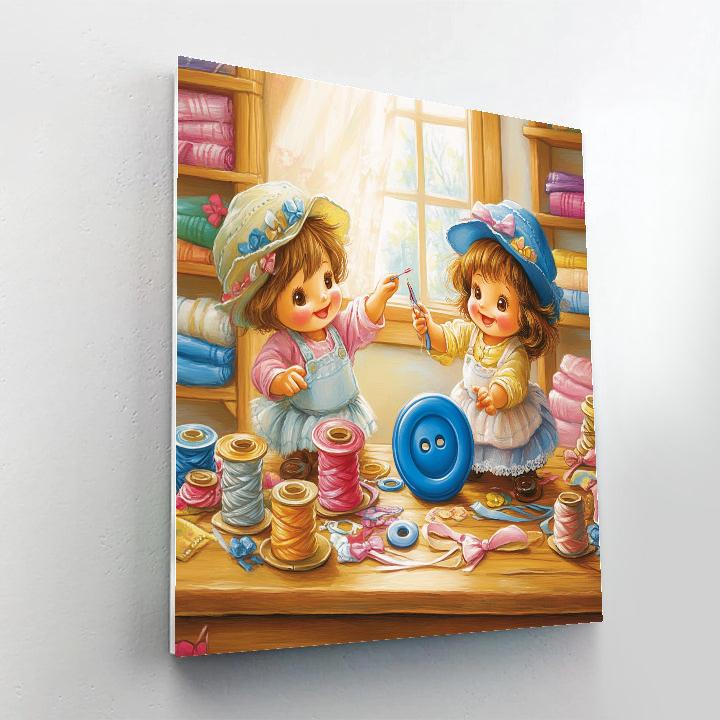 Jaq And Gus Sewing Corner Helpers Disney Inspired paint by number