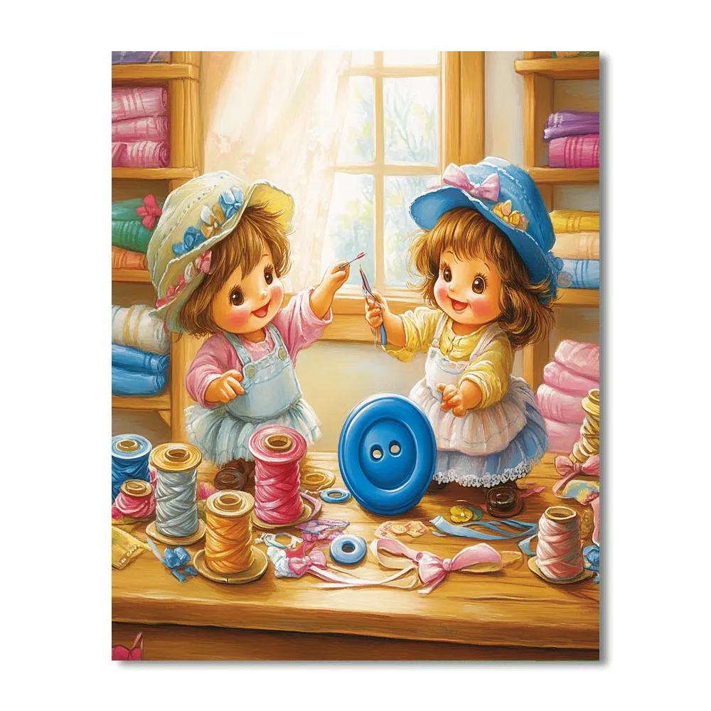 Jaq And Gus Sewing Corner Helpers Disney Inspired paint by number