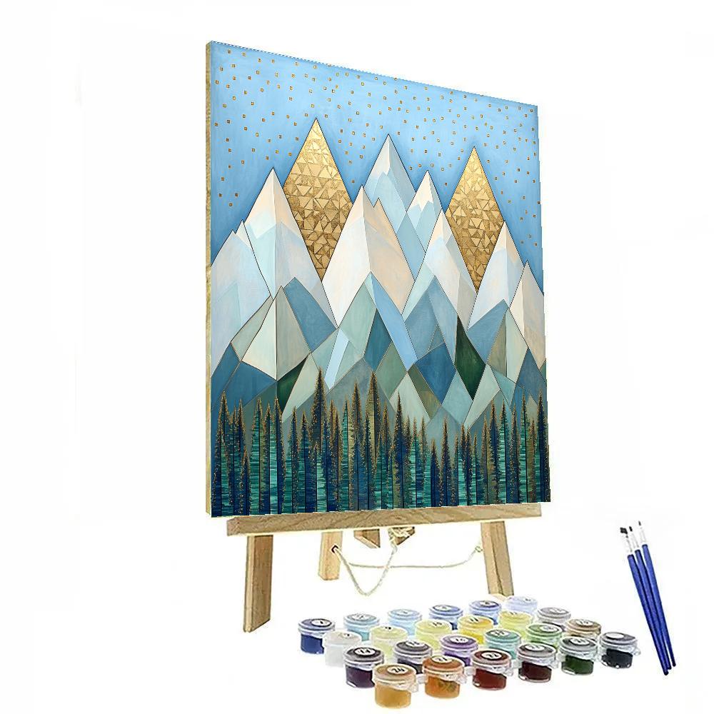 Gustav Klimt Inspired Ornamental Snowy Peaks Number painting