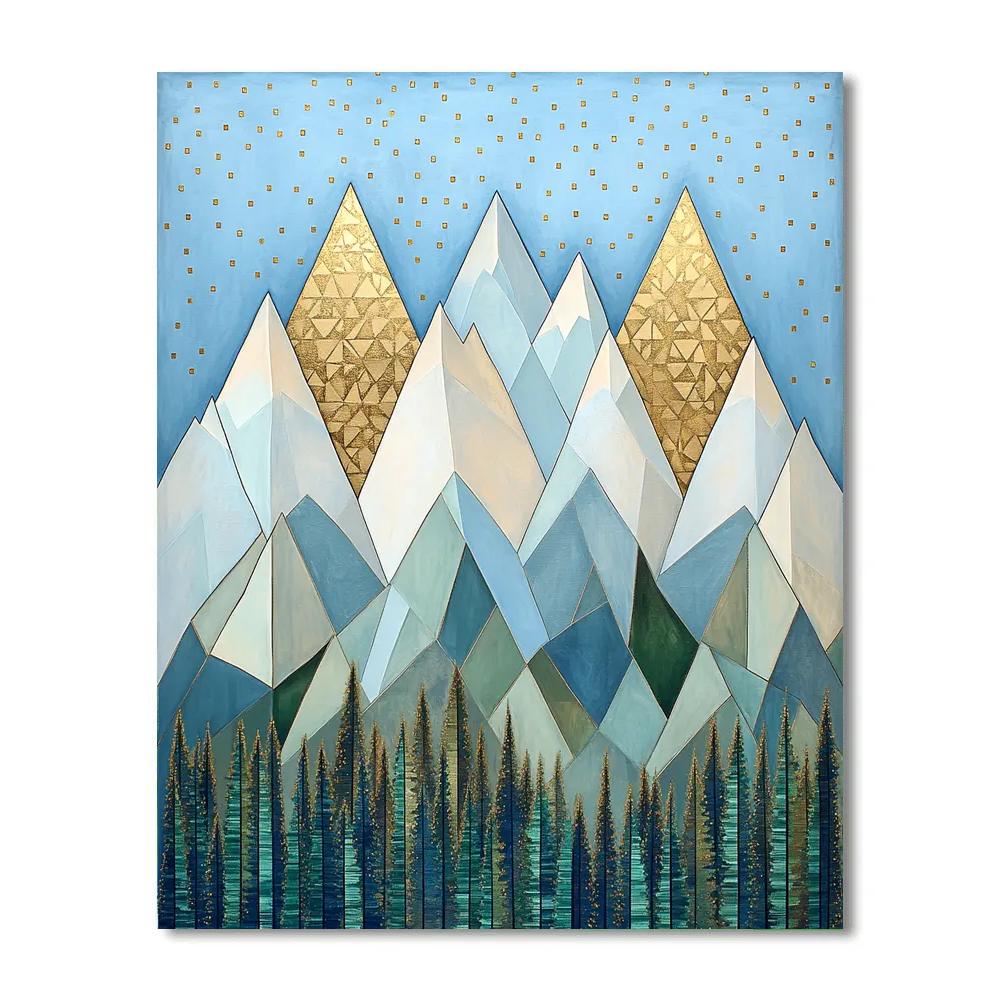 Gustav Klimt Inspired Ornamental Snowy Peaks Number painting