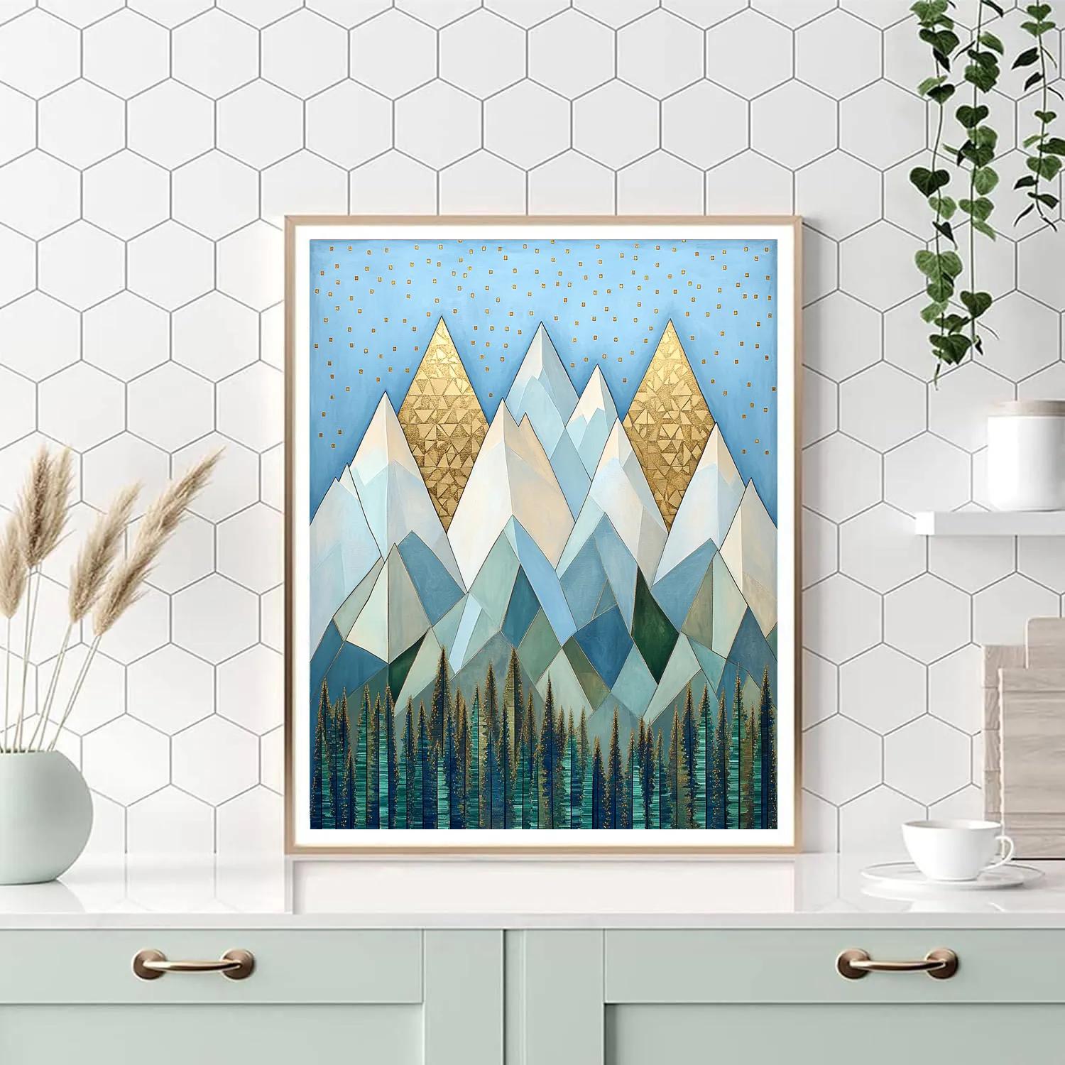 Gustav Klimt Inspired Ornamental Snowy Peaks Number painting