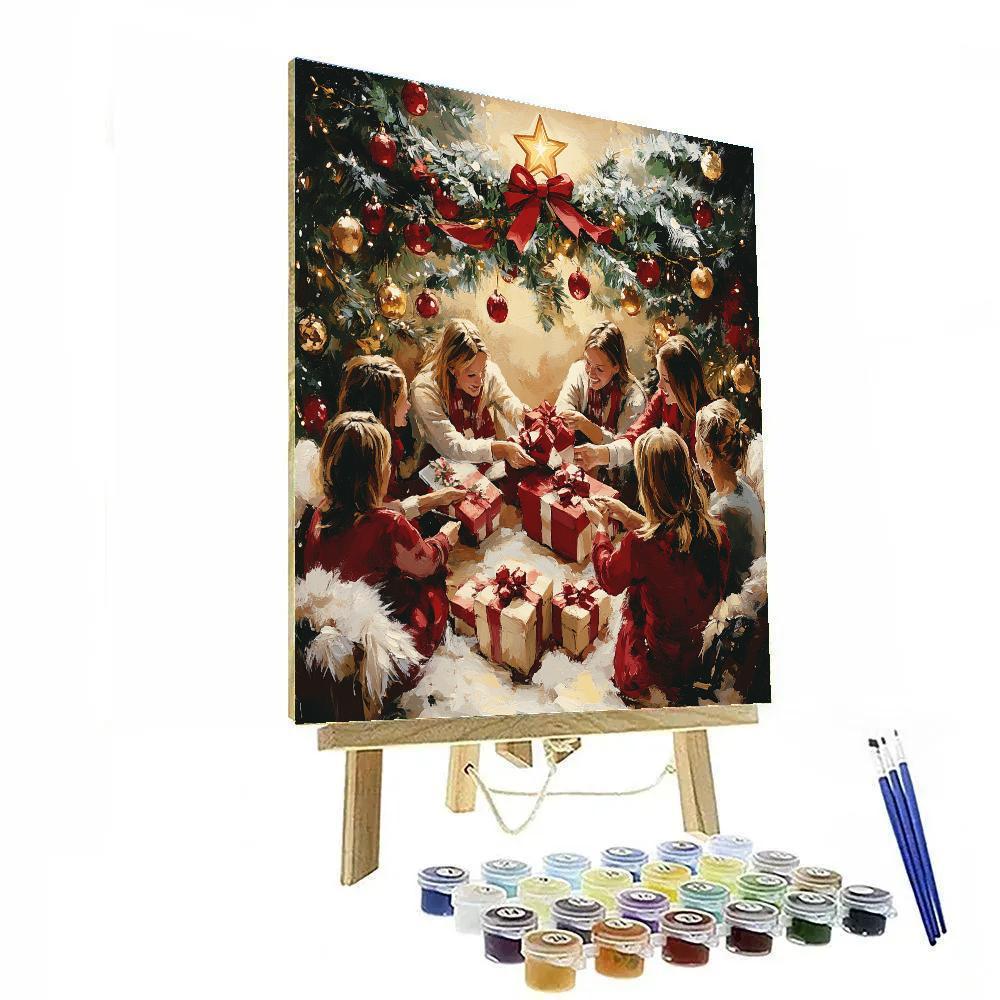 Ribbon Wrapped Gift Exchange Number painting