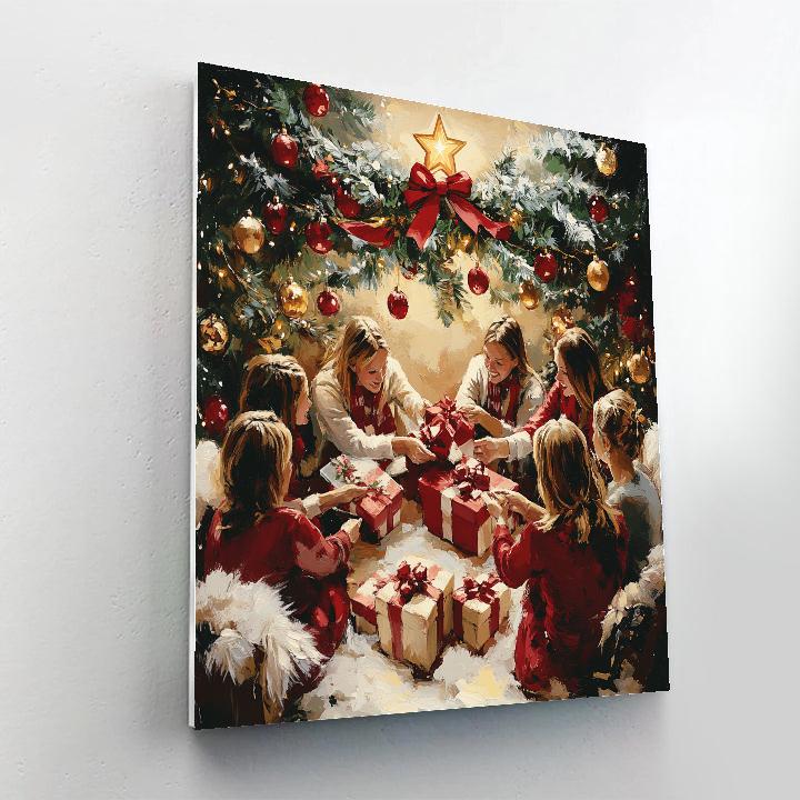 Ribbon Wrapped Gift Exchange Number painting