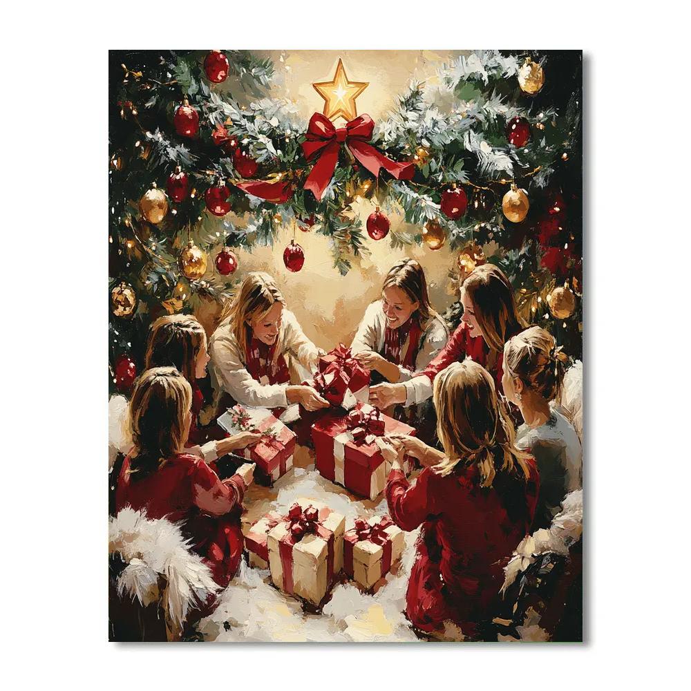 Ribbon Wrapped Gift Exchange Number painting