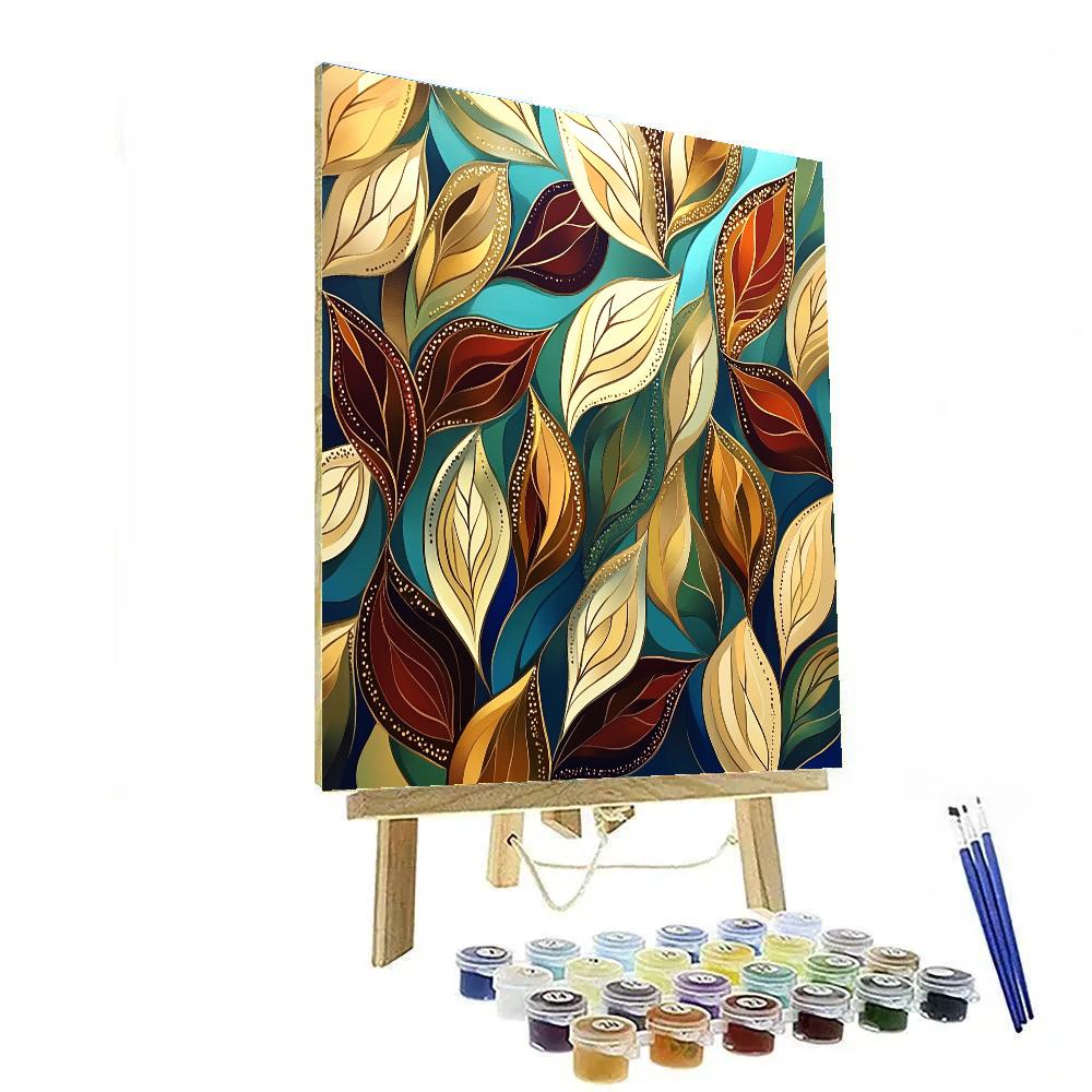 Gustav Klimt Inspired Golden Autumn Canopy Carpet Paint by numbers art