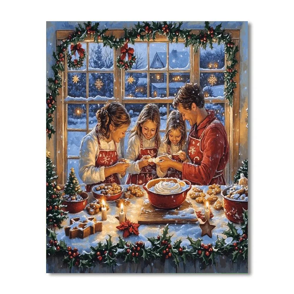 Holly Window Baking Choir DIY paint by numbers