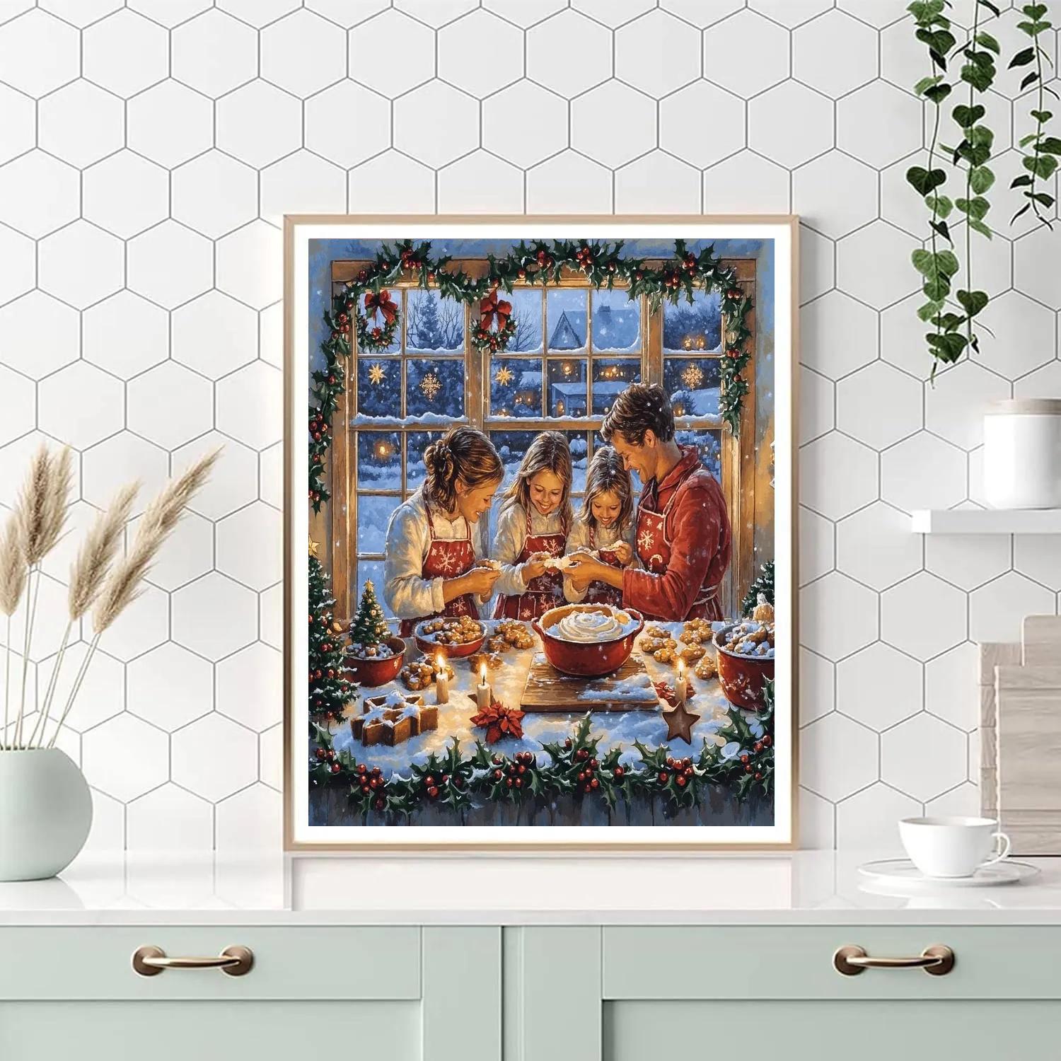 Holly Window Baking Choir DIY paint by numbers