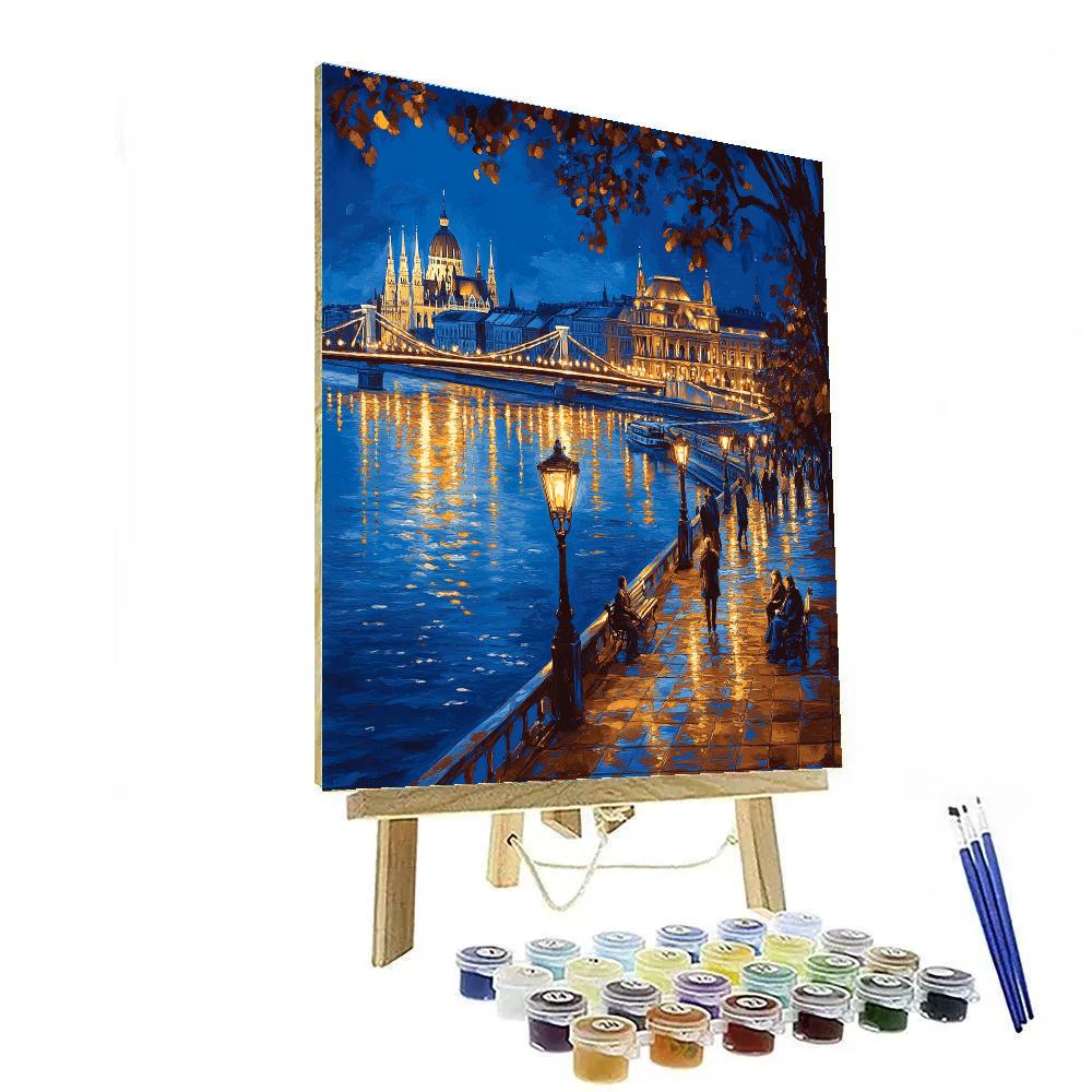 Budapest Danube Promenade Night Hungary paint by numbers