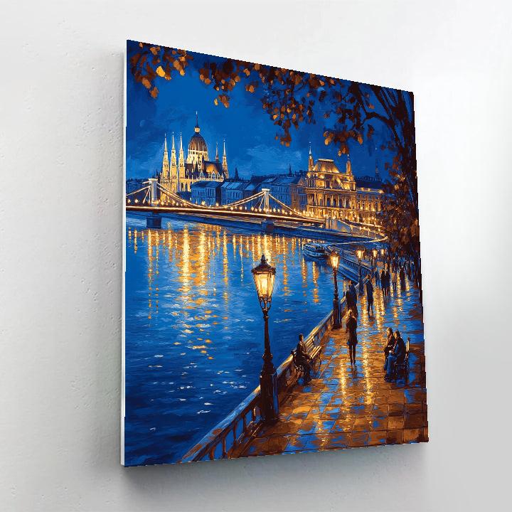 Budapest Danube Promenade Night Hungary paint by numbers