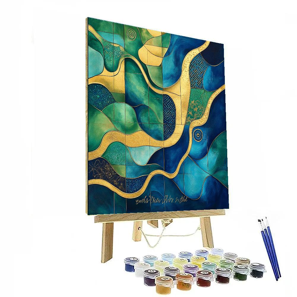 Gustav Klimt Inspired Patterned River Delta Number painting