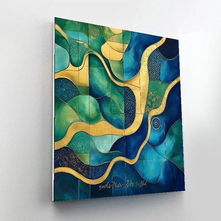 Gustav Klimt Inspired Patterned River Delta Number painting