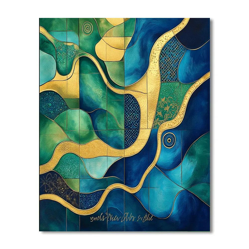 Gustav Klimt Inspired Patterned River Delta Number painting