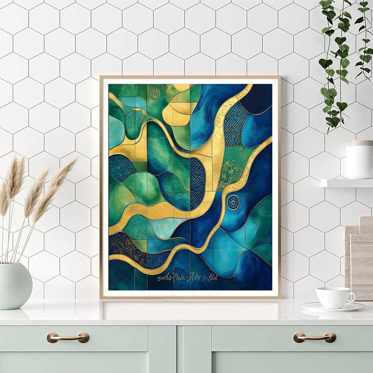 Gustav Klimt Inspired Patterned River Delta Number painting