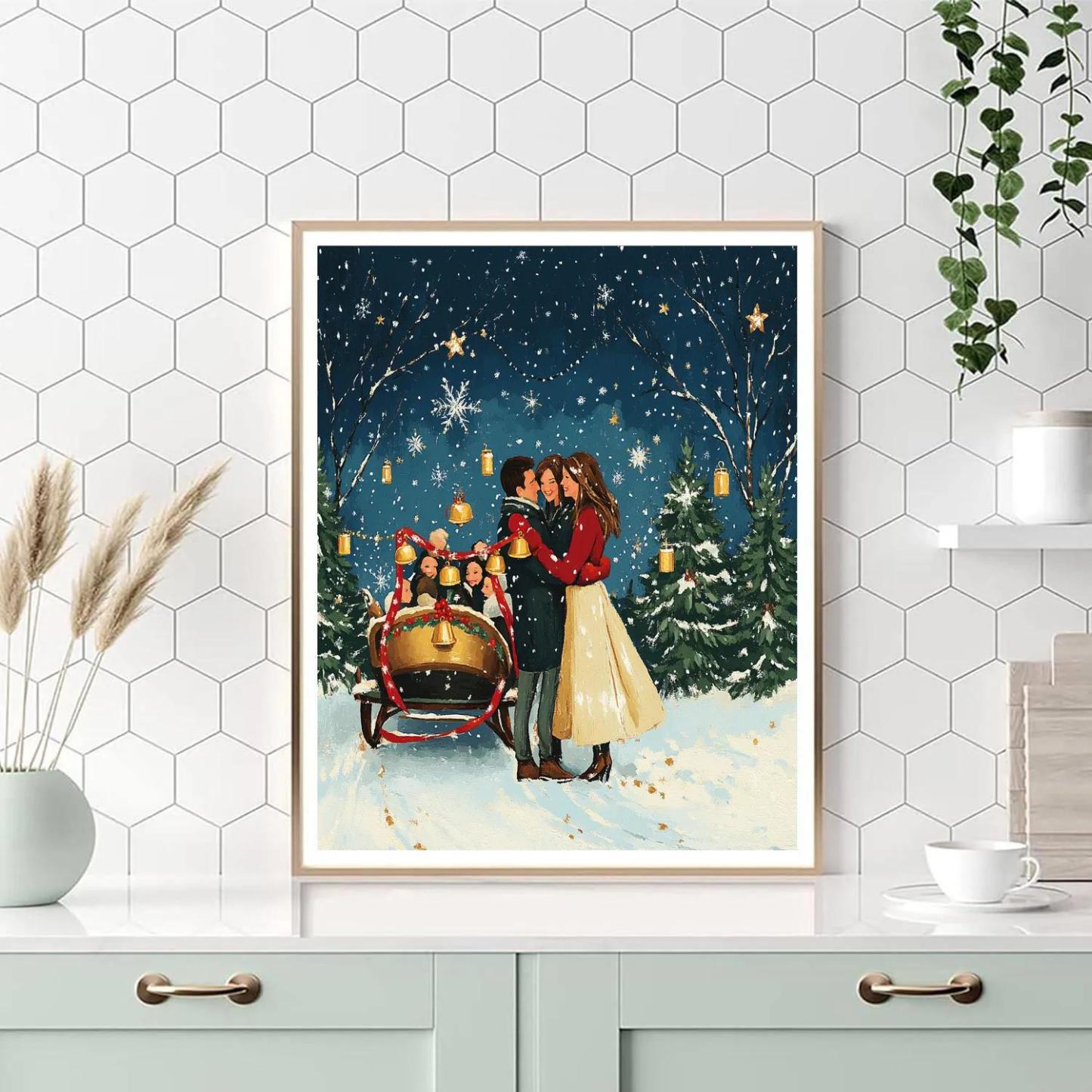 Starlit Sleigh Bell Reunion paint by number