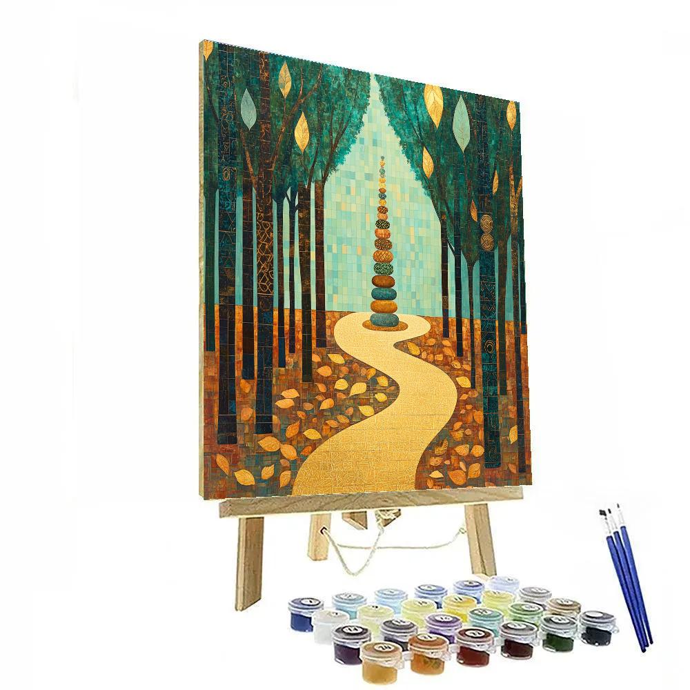 Gustav Klimt Inspired Golden Orchard Pathway Numbered painting kits
