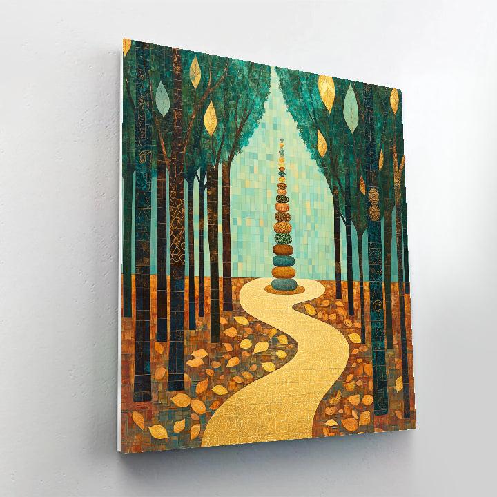 Gustav Klimt Inspired Golden Orchard Pathway Numbered painting kitsGustav Klimt Inspired Golden Orchard Pathway - DIY Painting By Numbers Kit - Image 2