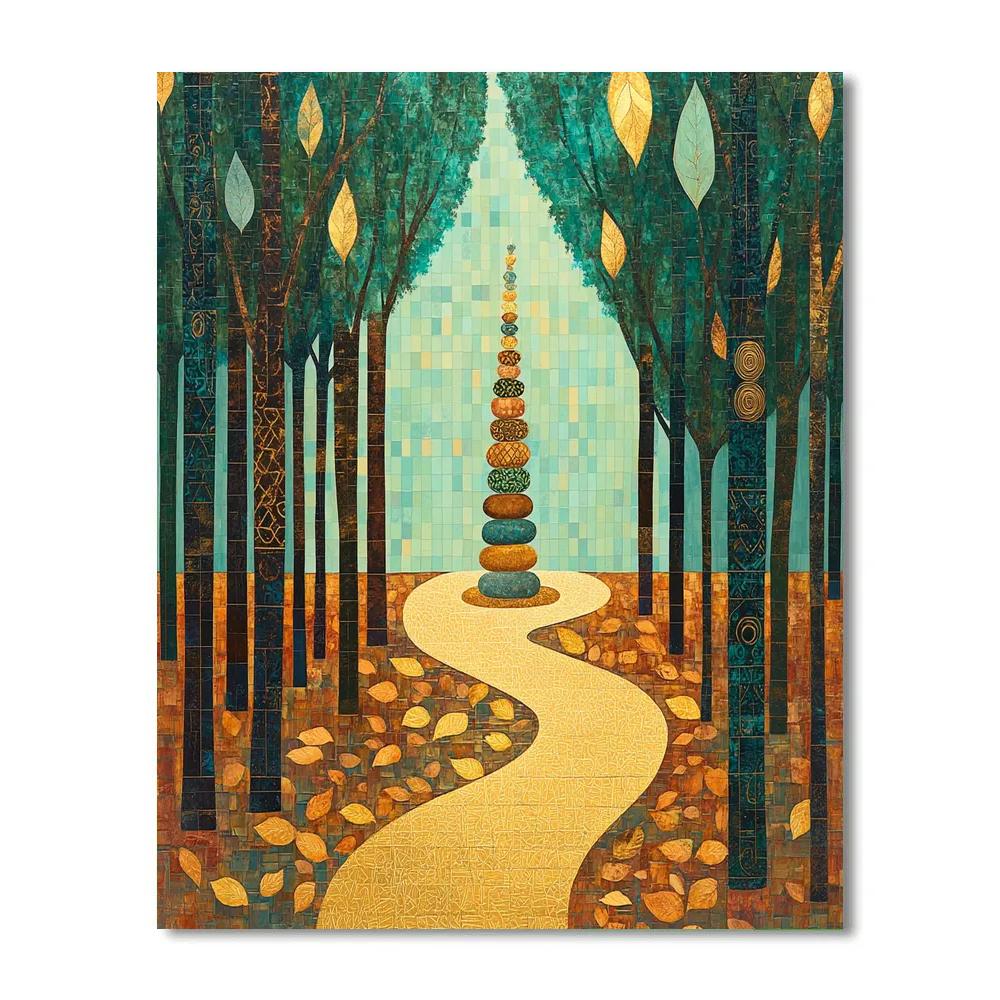 Gustav Klimt Inspired Golden Orchard Pathway Numbered painting kitsGustav Klimt Inspired Golden Orchard Pathway - DIY Painting By Numbers Kit - Image 3