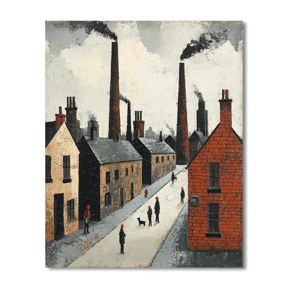 L S Lowry Inspired Industrial Street Painting by numbers kit