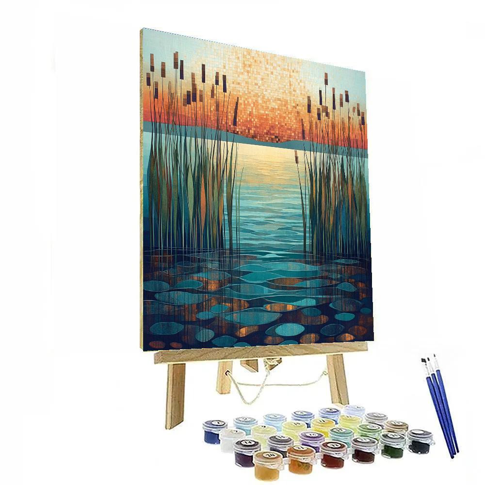 Gustav Klimt Inspired Decorative Marsh Sunset paint by number