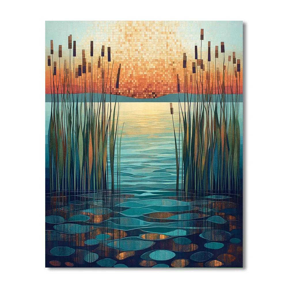 Gustav Klimt Inspired Decorative Marsh Sunset paint by number