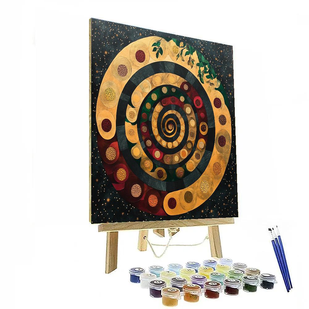 Gustav Klimt Inspired Spiral Orchard Galaxy painting number kit