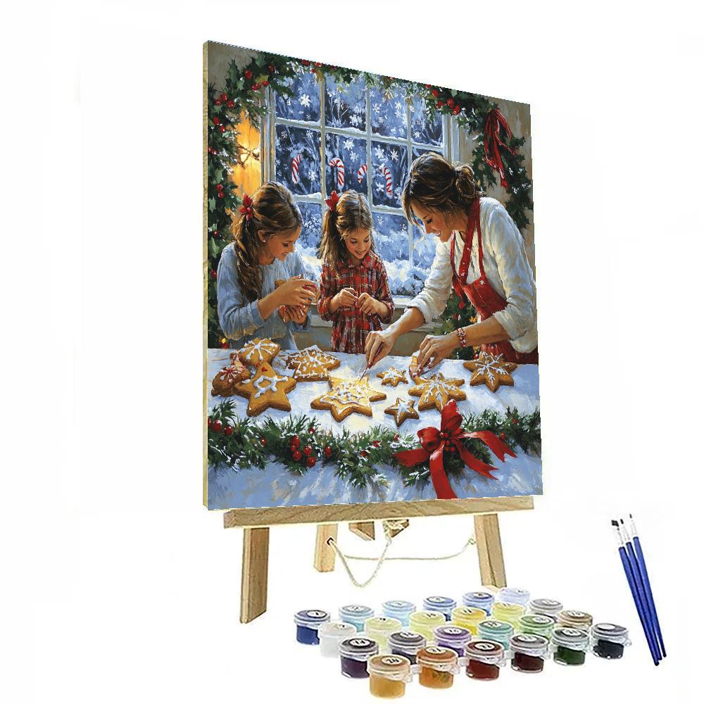 Snowy Window Cookie Circle painting number kit