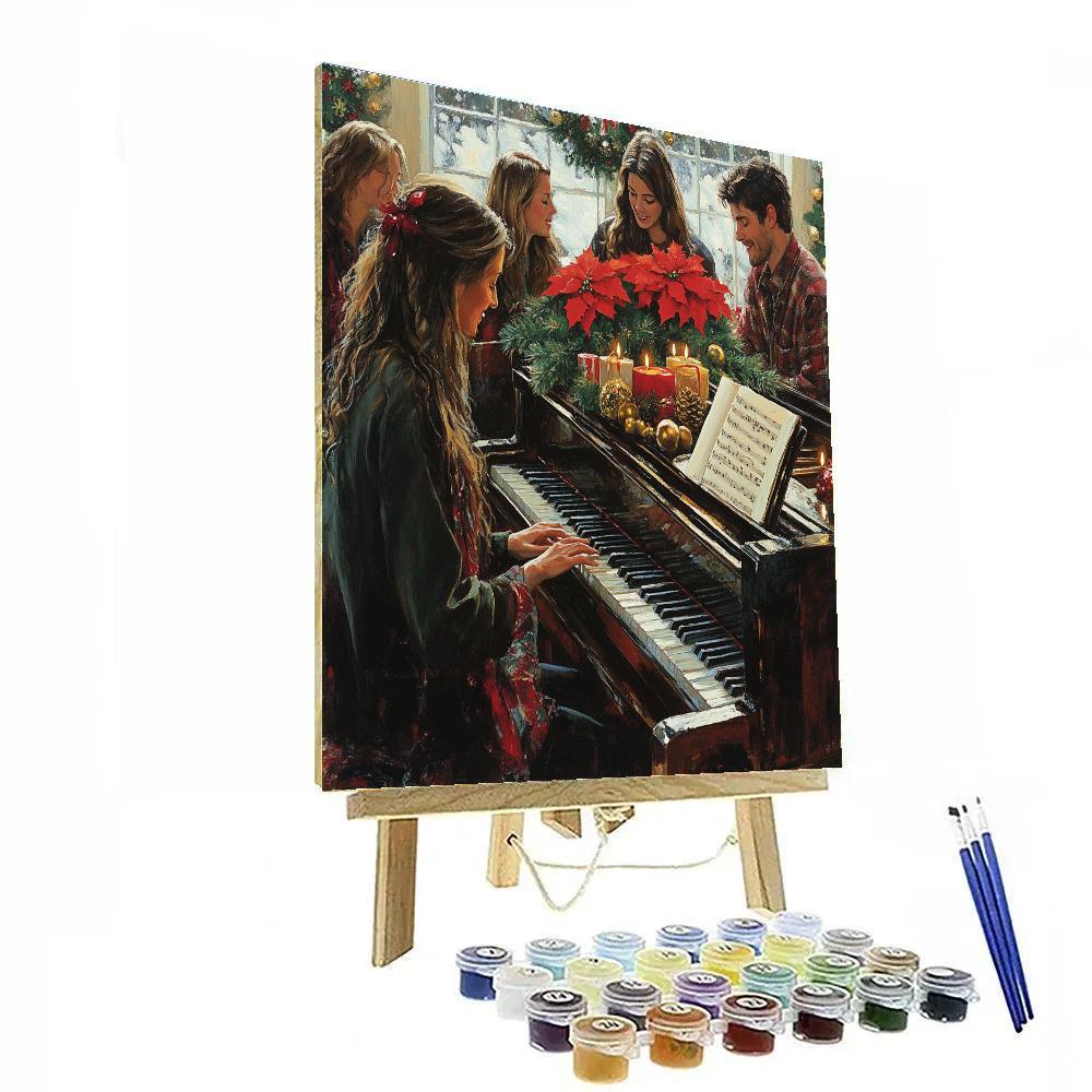 Poinsettia Piano Duet painting number kit