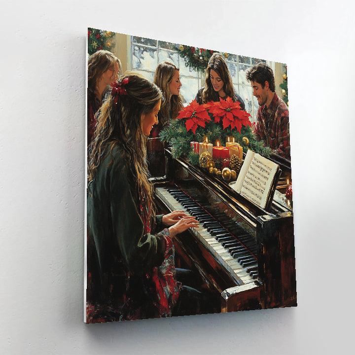 Poinsettia Piano Duet painting number kit