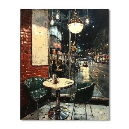 Edward Hopper Inspired Night Diner Number painting