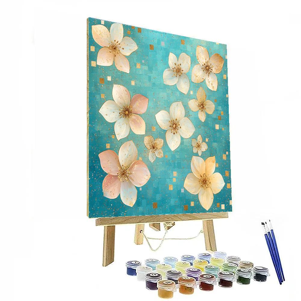 Gustav Klimt Inspired Patterned Cherry Blossom Drift paint by color