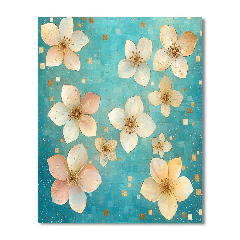 Gustav Klimt Inspired Patterned Cherry Blossom Drift paint by color