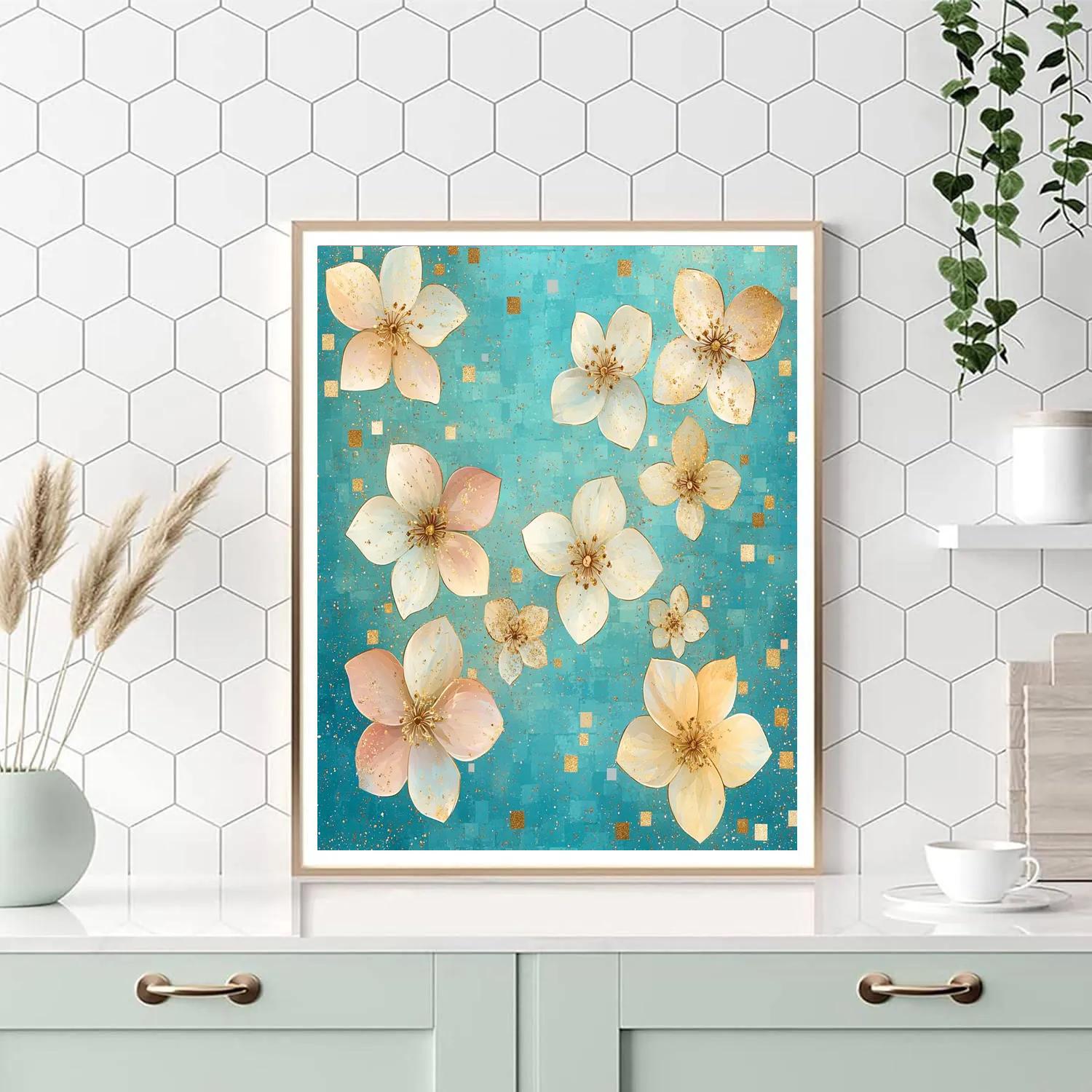 Gustav Klimt Inspired Patterned Cherry Blossom Drift paint by color