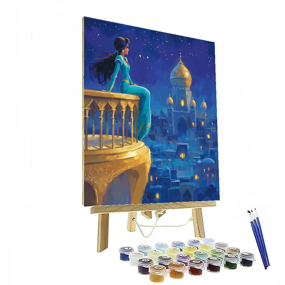 Jasmine Palace Balcony Stars Disney Inspired paint by number