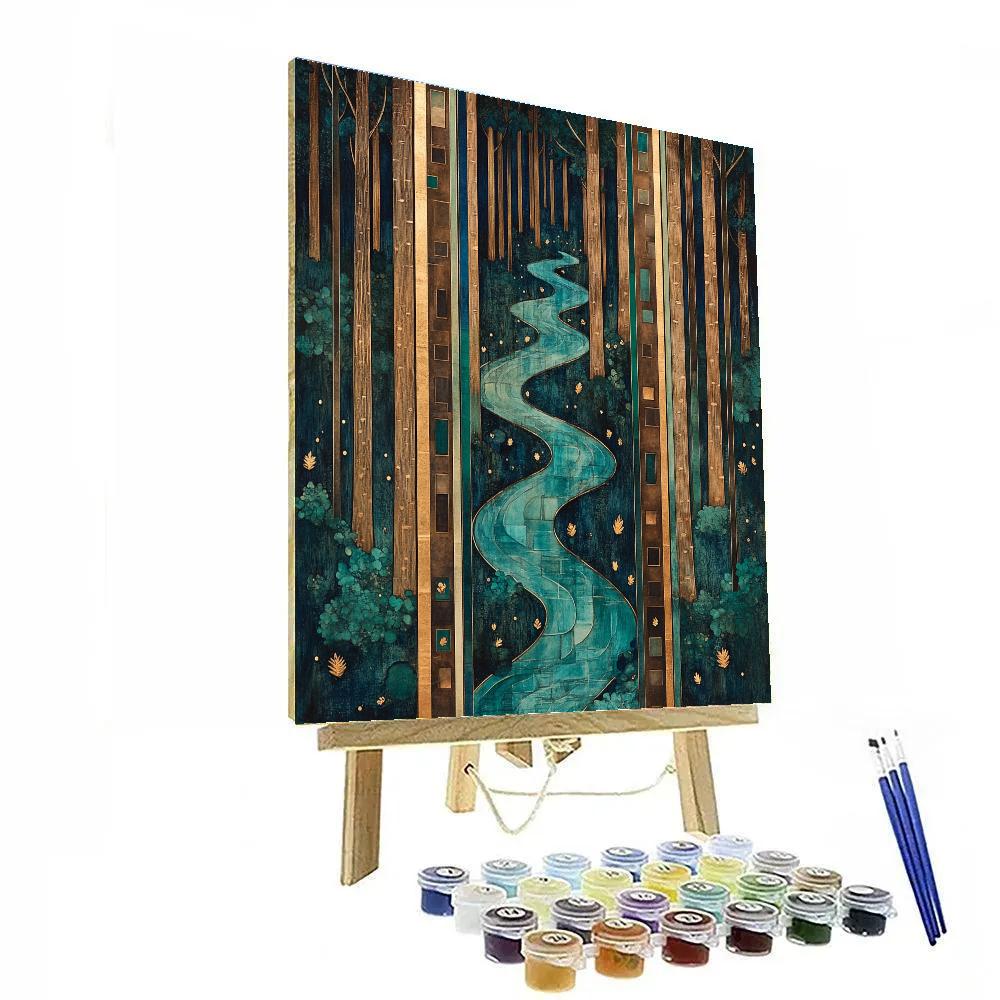 Gustav Klimt Inspired Golden Forest Stream Paint by numbers kits