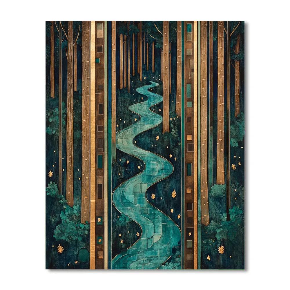 Gustav Klimt Inspired Golden Forest Stream Paint by numbers kits