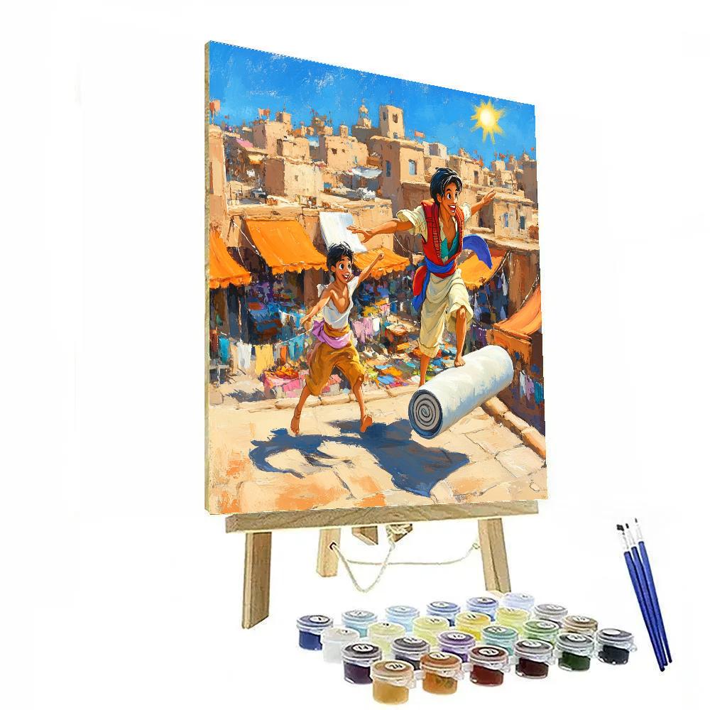 Aladdin And Abu Market Rooftop Escape Disney Inspired Paint by numbers kits